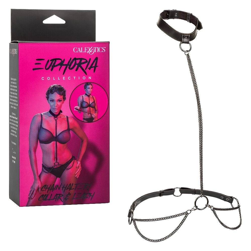 Euphoria Collection Chain Halter/collar and Leash  – Black