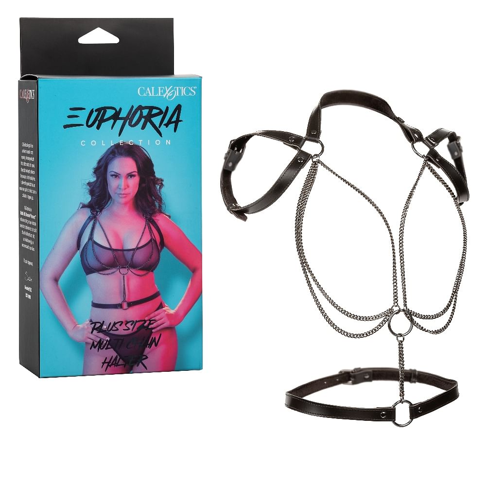 Euphoria Collection Plus Size Multi Chain Halter – Black