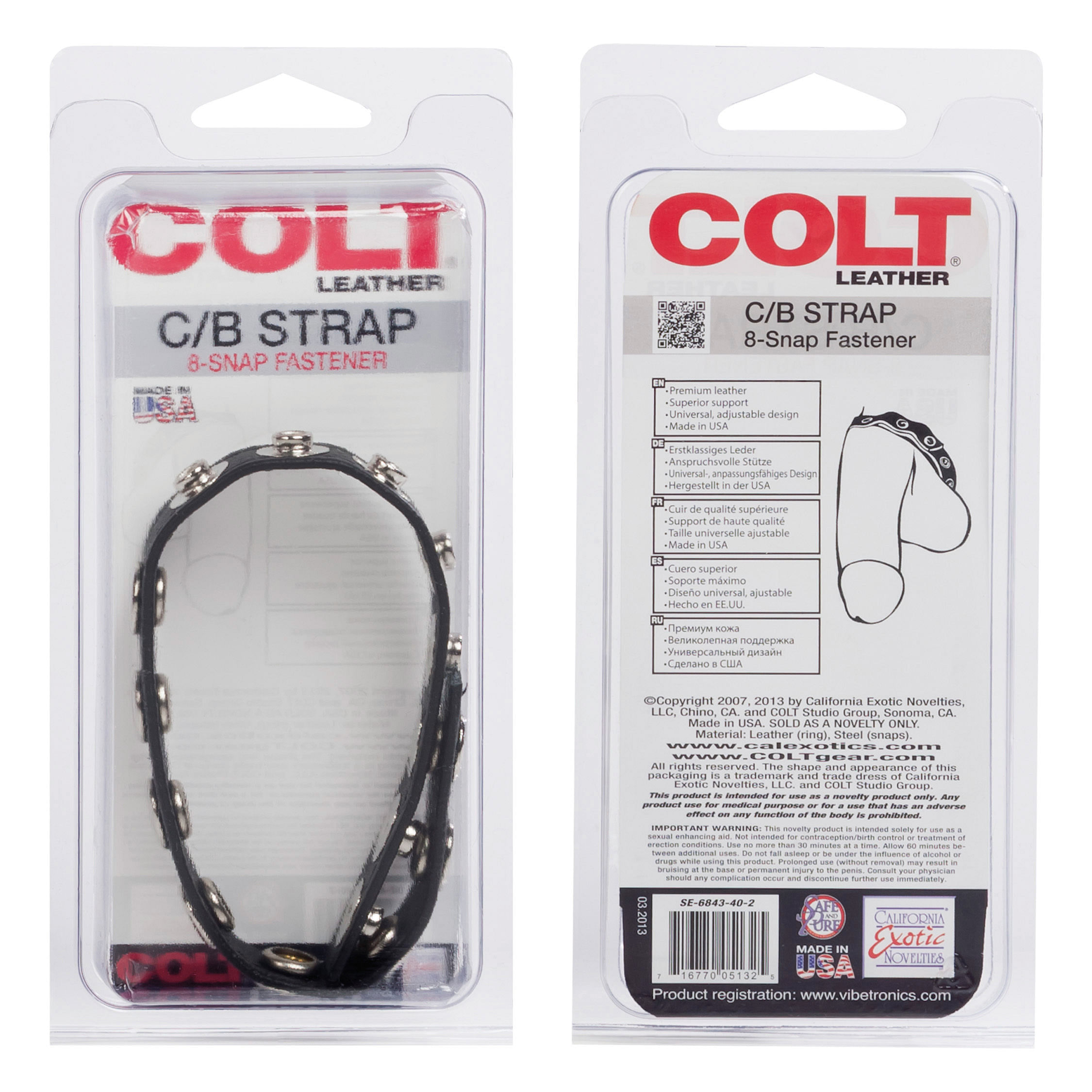 Colt 8 Snap Fastener Leather Strap – Black