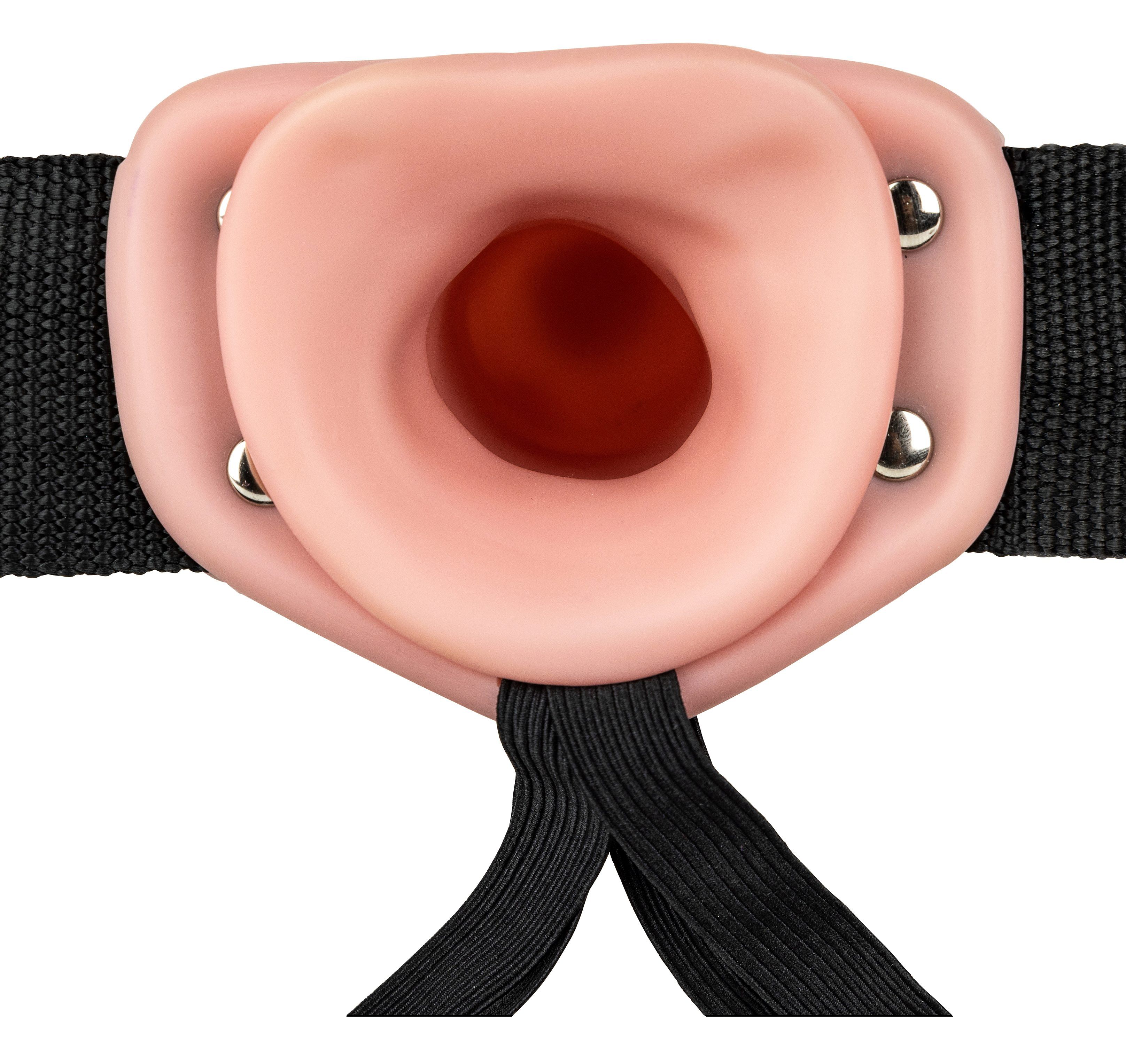 Vibrating Hollow Strap-on No Balls 8 Inch – Flesh