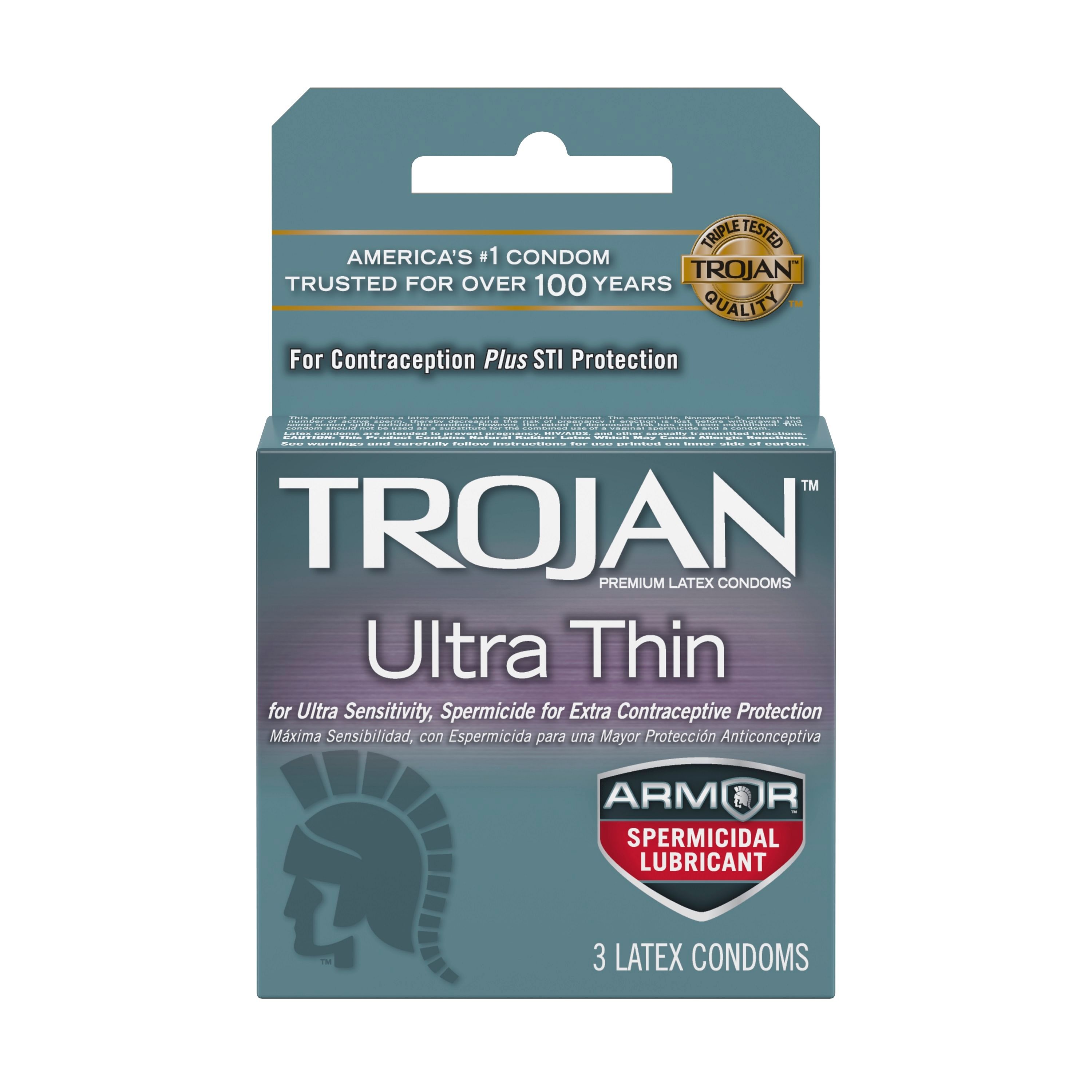 Trojan Ultra Thin Armor Spermicidal Condoms – 3 Pack