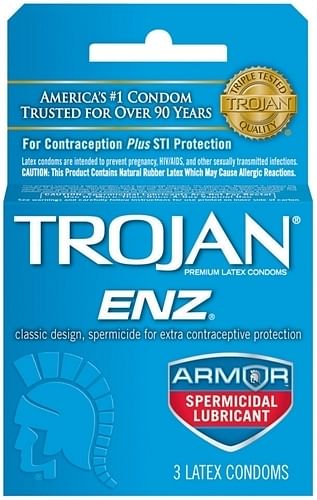 Trojan Enz Armor Spermicidal Lubricated  Condoms – 3 Pack