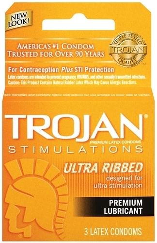 Trojan Stimulations Ultra Ribbed Lubricated Condoms – 3 Pack