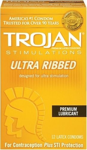 Trojan Stimulations Ulta Ribbed – 12 Pack