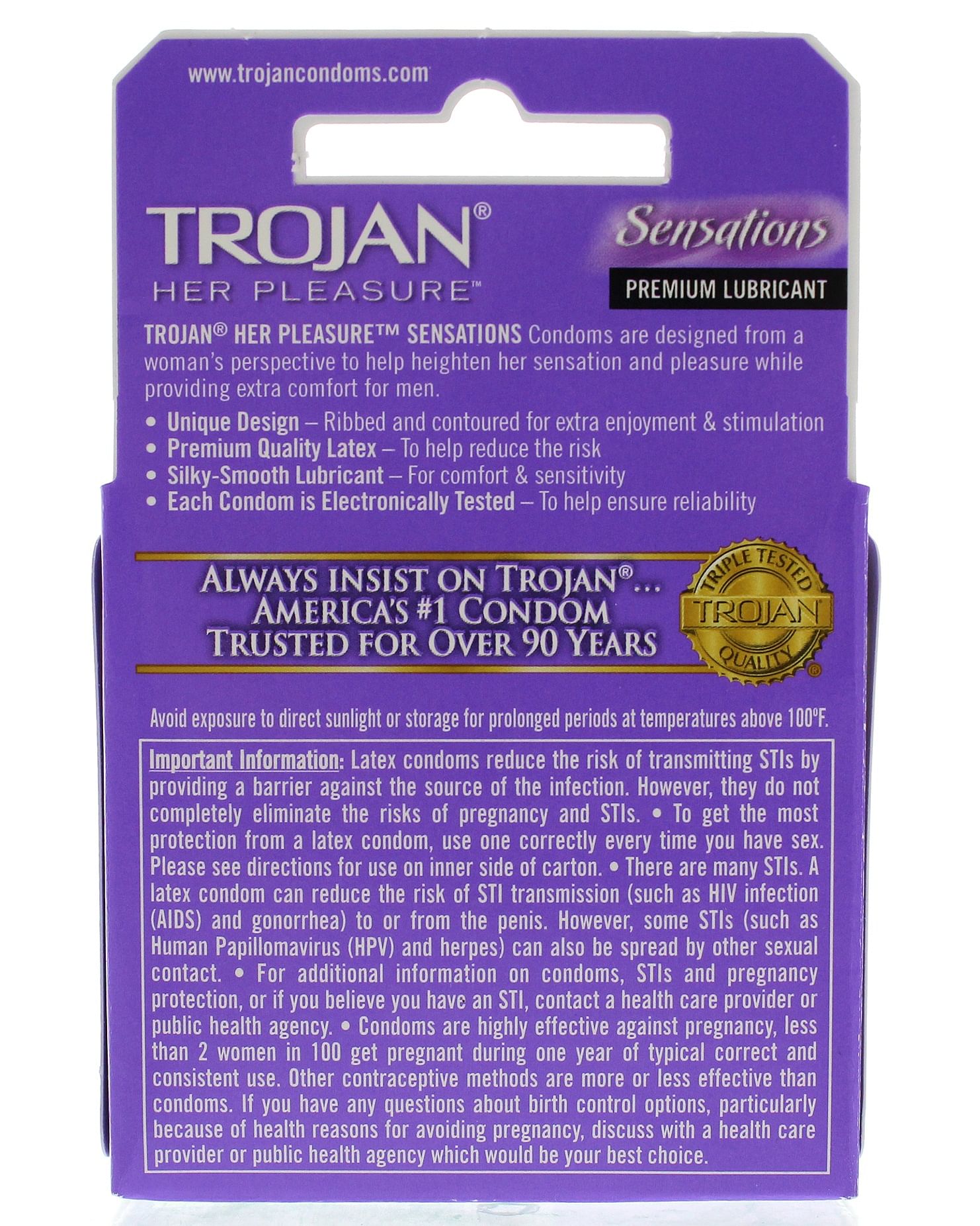 Trojan Her Pleasure Sensations Lubricated  Condoms – 3 Pack