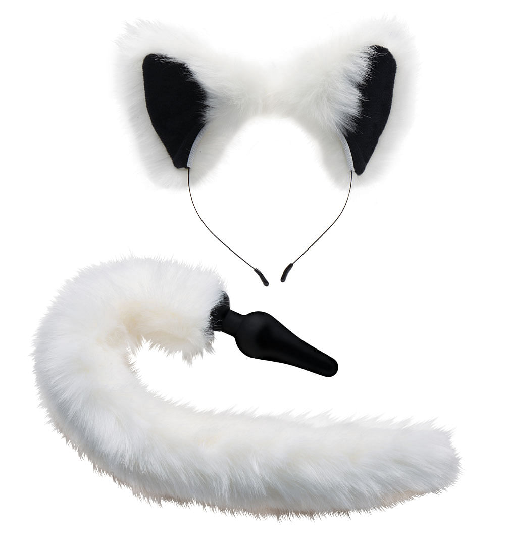 White Fox Tail Anal Plug and Ears Set